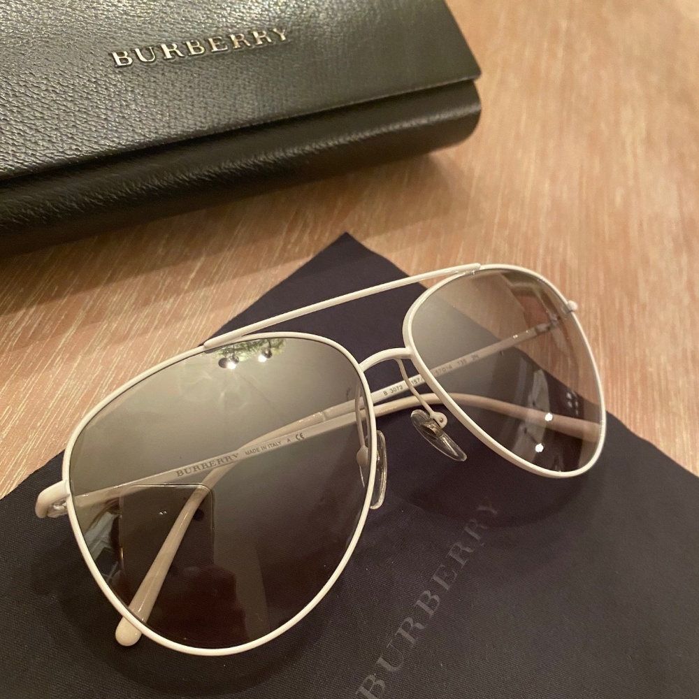 Burberry White Aviator Sunglasses